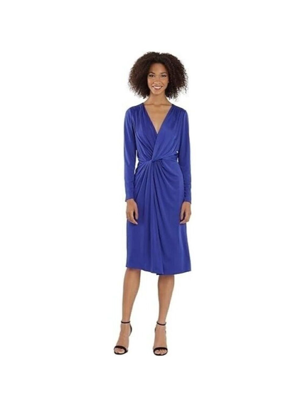 Maggy London BNWOT womens blue long sleeve dress NEW sz 2 twist front